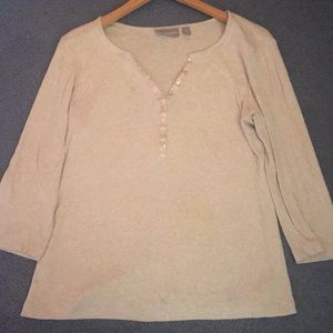This is a tan Croft&Barrow Medium Long sleeve